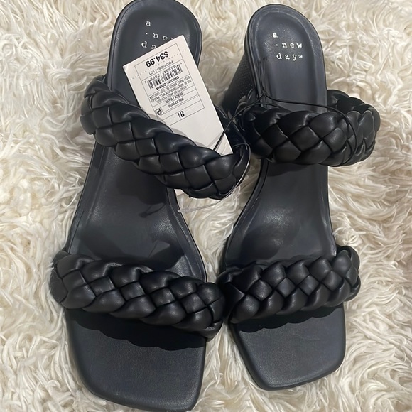a new day Shoes - Adorable black braided heels! NWT